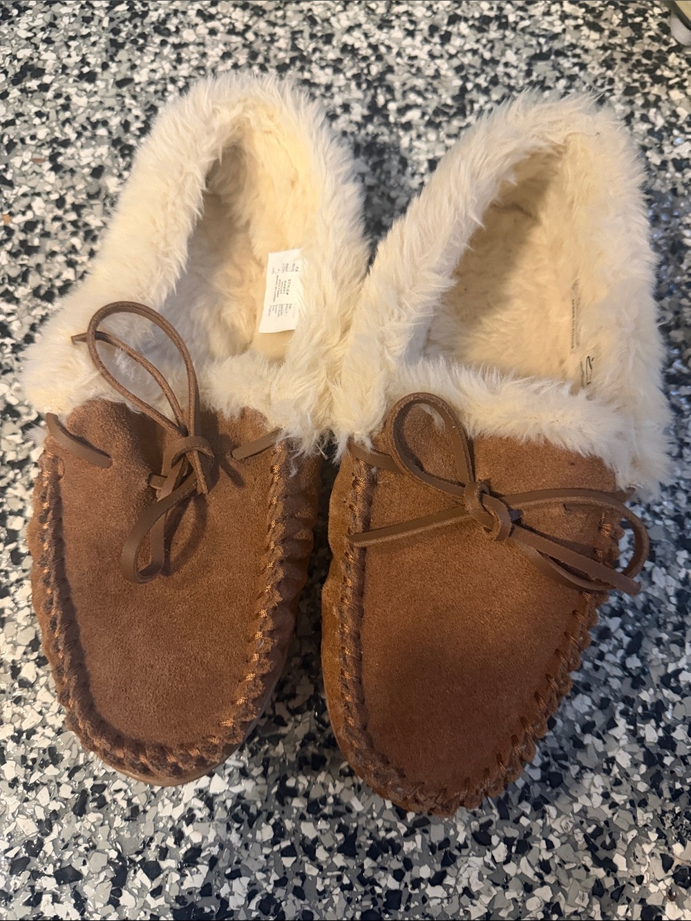 J. Crew Brown Suede Faux-Fur Lined Moccasins